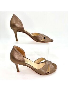 GORGEOUS ITALIAN MADE BUTTER METALLIC BRONZE D'ORSAY LEATHER HEELS - 6.5